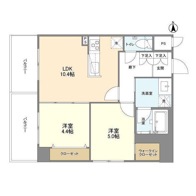 アヴェニール中崎(2LDK/8階)の間取り写真