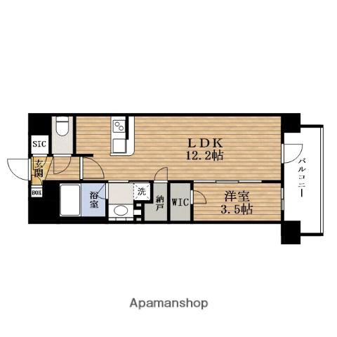 ソルレヴェンテKITAHORIE Q(1LDK/4階)の間取り写真