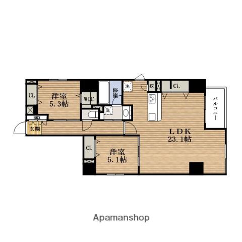 シークレフKITAHAMA(2LDK/2階)の間取り写真