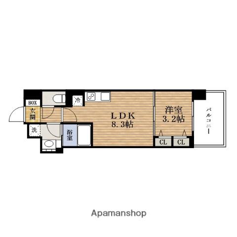 アーバネックスSHINMACHI Ⅱ(1LDK/8階)の間取り写真