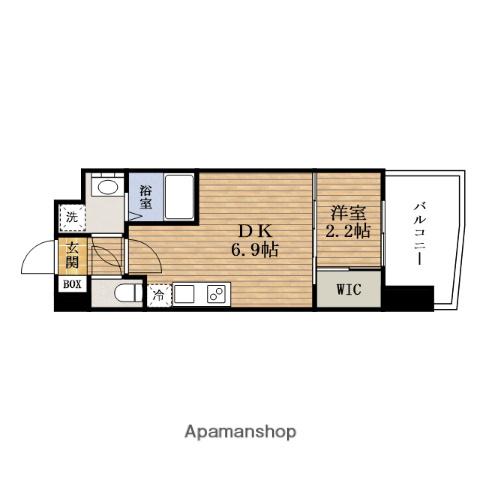 セレニテAWAZAミラク(1DK/3階)の間取り写真