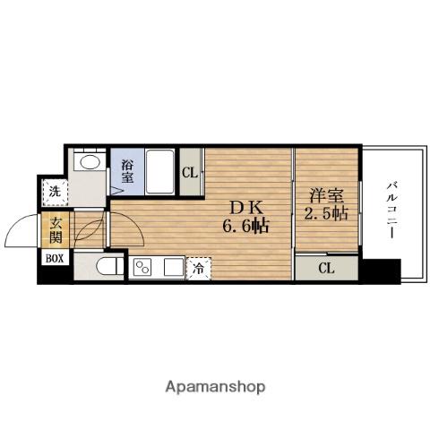 セレニテAWAZAミラク(1DK/6階)の間取り写真