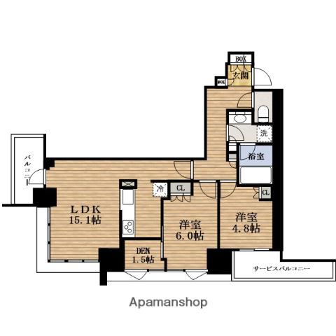 CIELIATOWER大阪堀江(2LDK/6階)の間取り写真
