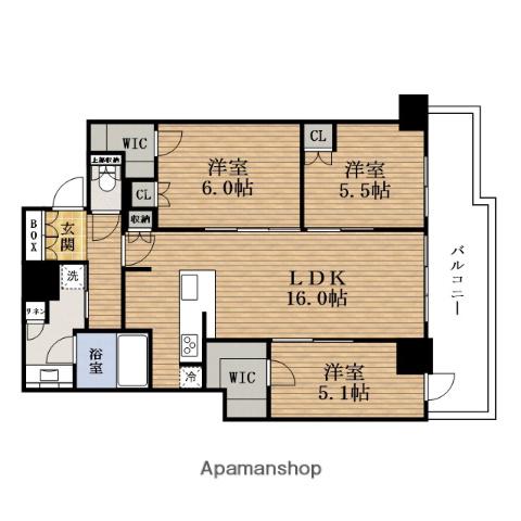 CIELIATOWER大阪堀江(3LDK/36階)の間取り写真