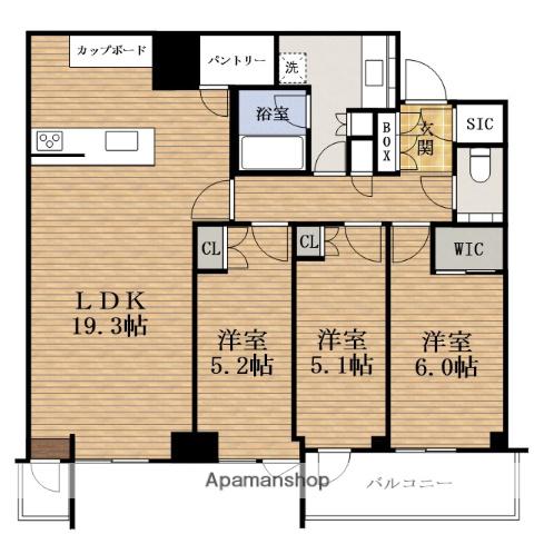 CIELIATOWER大阪堀江(3LDK/45階)の間取り写真