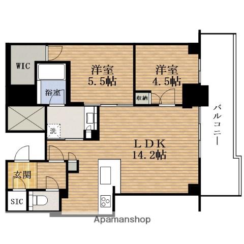 CIELIATOWER大阪堀江(2LDK/4階)の間取り写真