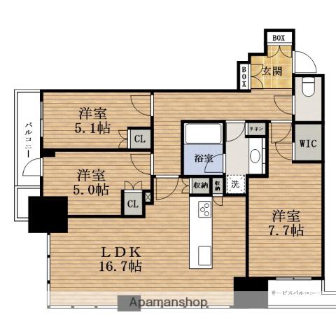 CIELIATOWER大阪堀江(3LDK/34階)の間取り写真