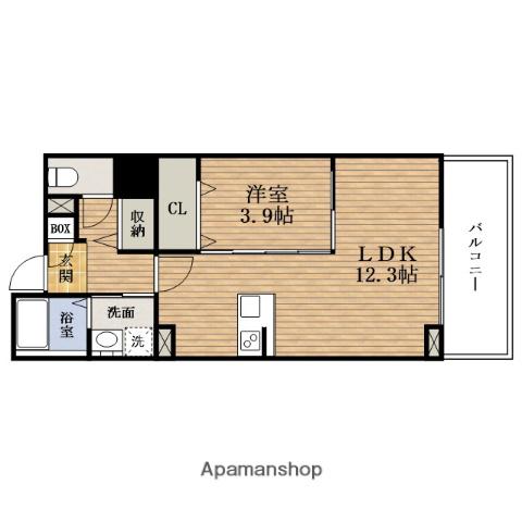 メゾンクルールUESHIO(1LDK/5階)の間取り写真