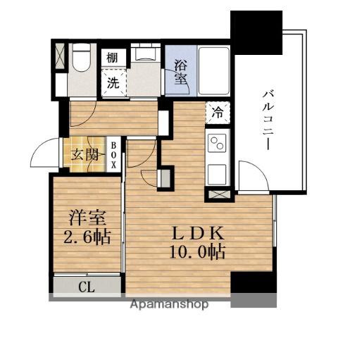 コンフォリア・リヴHOMMACHI ウエスト Q(1LDK/9階)の間取り写真