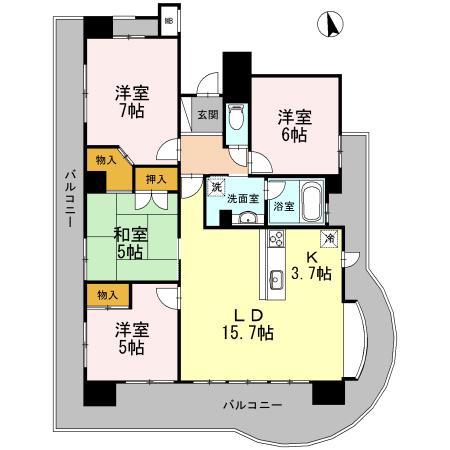 カスタリア阿倍野(4LDK/5階)の間取り写真