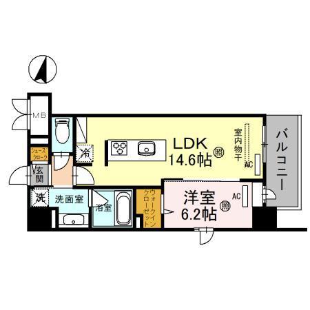 PONTE CIELO(1LDK/4階)の間取り写真