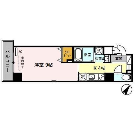 グランディールタカラ(1K/2階)の間取り写真