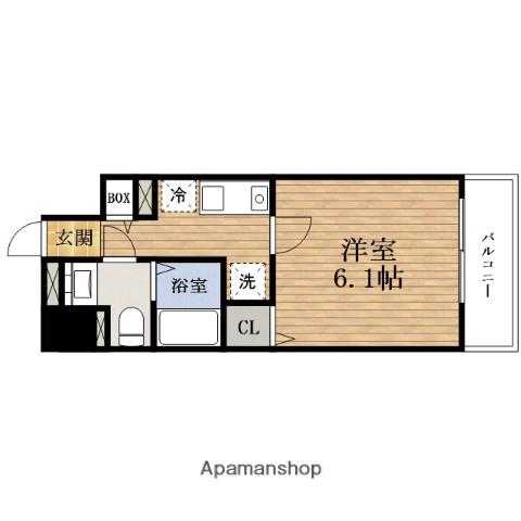 ブランドールSHIMMACHI(1K/4階)の間取り写真