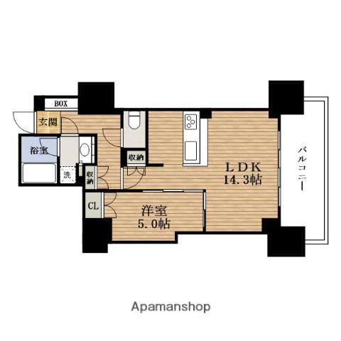ローレルタワーSAKAISUJIHOMMACHI(1LDK/20階)の間取り写真