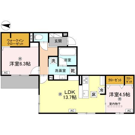 スペチアーレ小松(2LDK/1階)の間取り写真