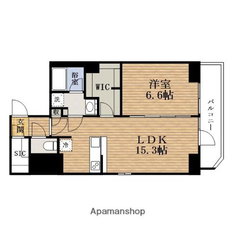 METROSA谷町六丁目サウス(1LDK/14階)の間取り写真