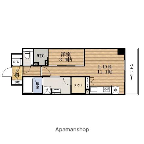 COMFORIA LIV博労町一丁目Q(1LDK/14階)の間取り写真