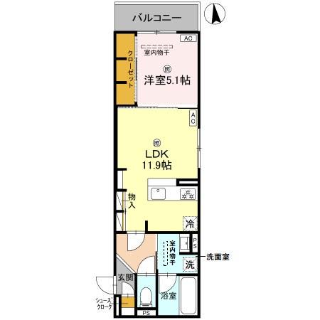 スペチアーレ東中本(1LDK/2階)の間取り写真