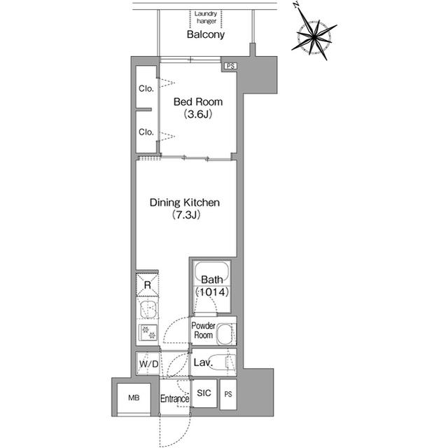 コンフォリア・リヴ天王寺寺田町ソルテラス(1DK/7階)の間取り写真