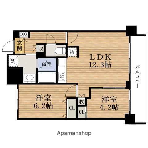 京町堀VIEWAPARTMENTS(2LDK/12階)の間取り写真