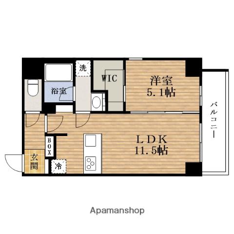 ジェイピーノイエUEMACHIDAI RYUZOUJI(1LDK/6階)の間取り写真