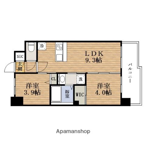 セレニテフラン谷町四丁目ARIE(2LDK/15階)の間取り写真