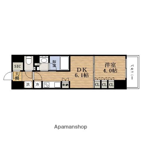 THE・PARKHAVIO谷町六丁目クロス(1DK/3階)の間取り写真