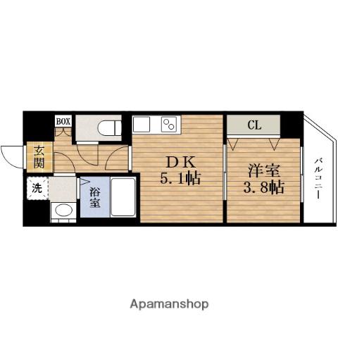 ARCA九条(1DK/10階)の間取り写真