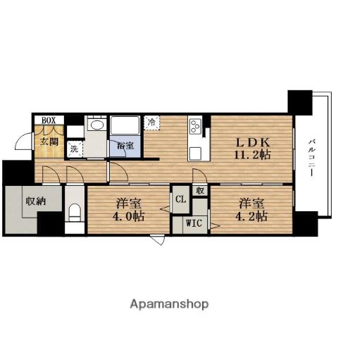セイワパレスHOMMACHIHIGASHI(2LDK/4階)の間取り写真