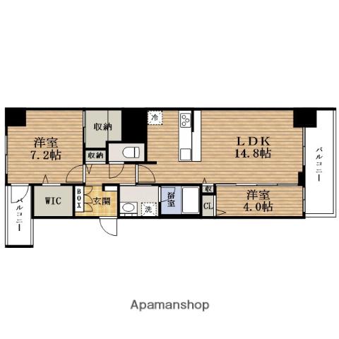 ルクス エテルナ EDOBORI(2LDK/6階)の間取り写真
