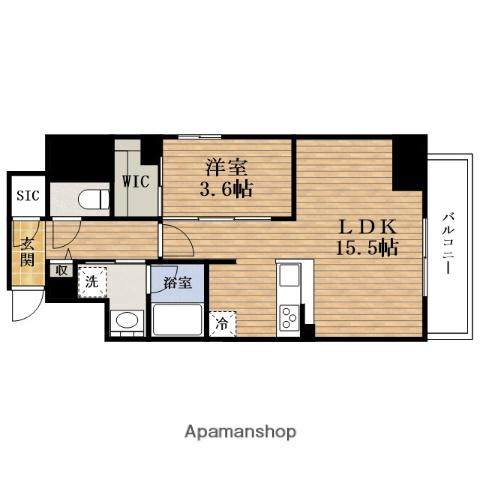 アミコートKAWARAYAMACHI(1LDK/3階)の間取り写真