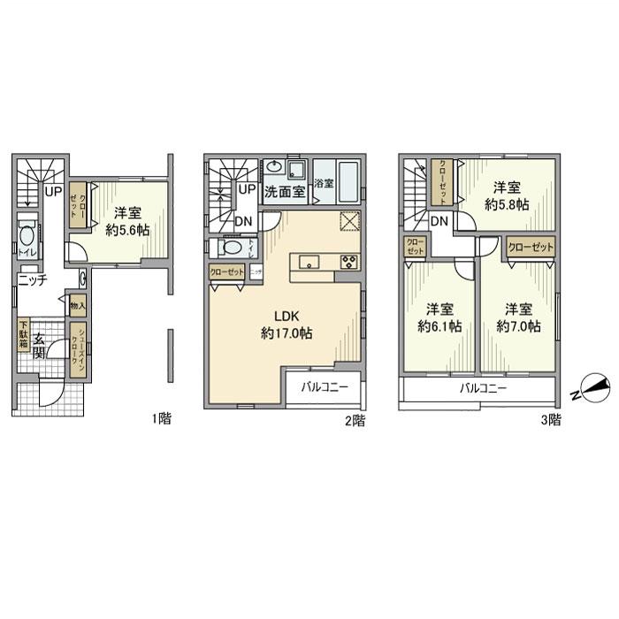 大阪メトロ四つ橋線 北加賀屋駅 徒歩9分 3階建 築4年(4LDK)の間取り写真