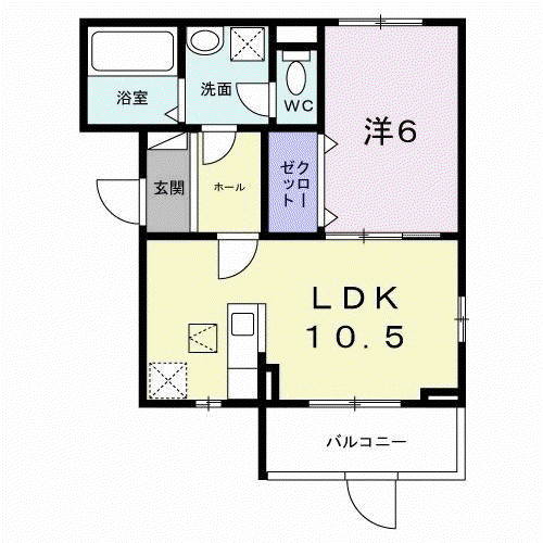 ロイヤルメゾン北巽Ⅱ(1LDK/1階)の間取り写真