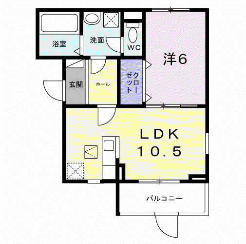 ロイヤルメゾン北巽Ⅱ(1LDK/2階)の間取り写真