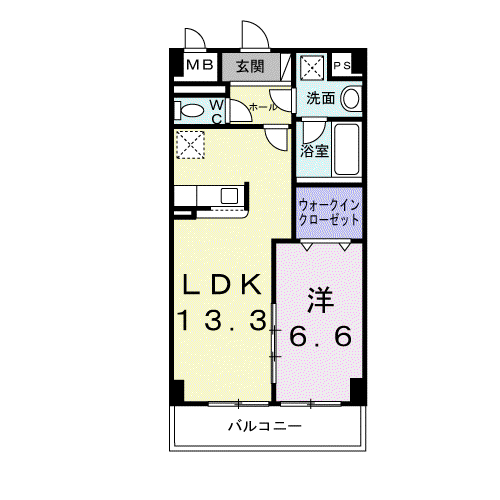 ドミールⅡ オオハマ(1LDK/5階)の間取り写真