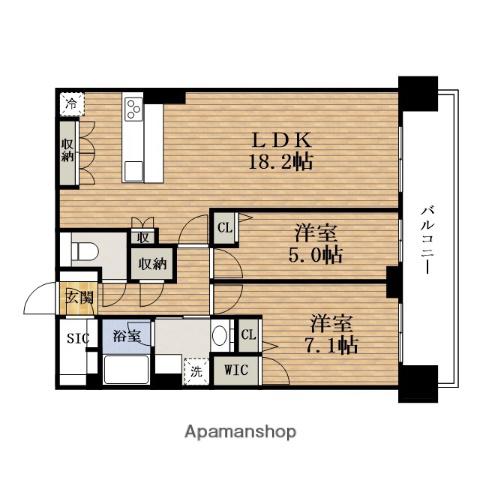 SPLENDIDE本町グラン(2LDK/18階)の間取り写真