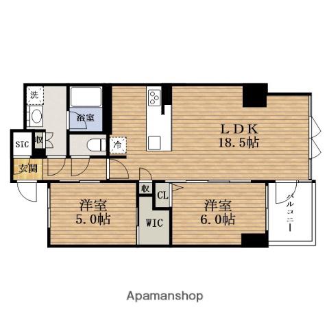 エスレジデンスTANIMACHIROKUCHOME ALO(2LDK/7階)の間取り写真