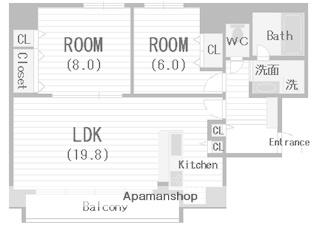 アネストKITAHORIE(2LDK/4階)の間取り写真
