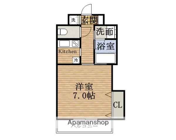 ブリリアン夕陽丘(1K/6階)の間取り写真