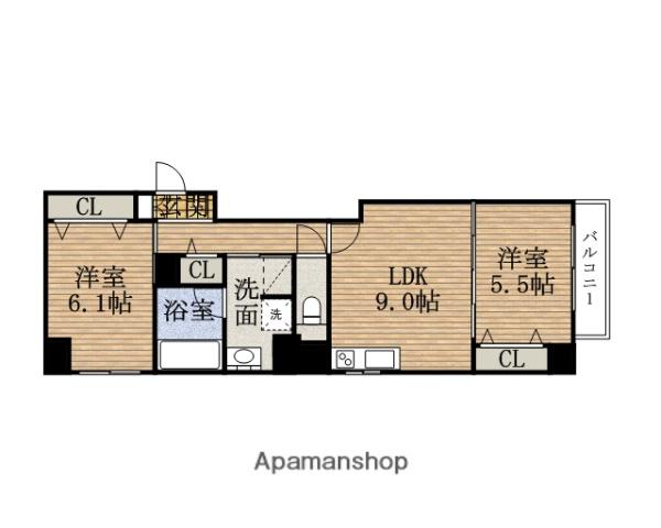 インテリジェンスMIDO(2LDK/8階)の間取り写真
