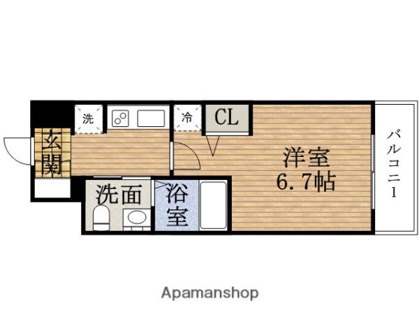 エステムコート難波サウスプレイスⅣ PARKGRACE(1K/6階)の間取り写真