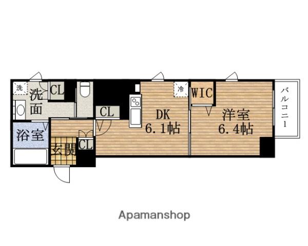 PRESSANCEタワー北浜(1DK/3階)の間取り写真