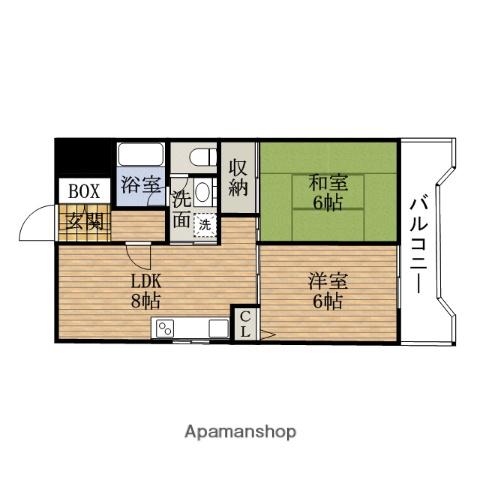 エクセル難波(2LDK/4階)の間取り写真