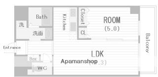 アルデールヒル UCHIKYUHOUJI(1LDK/2階)の間取り写真