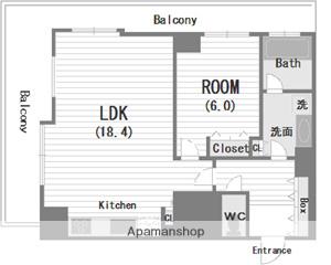 カスタリアタワーNAGAHORIBASHI(1LDK/8階)の間取り写真