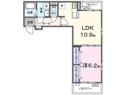 トレ ペコレ(1LDK/2階)の間取り写真