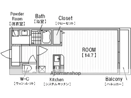 フェニックス赤松(ワンルーム/2階)の間取り写真