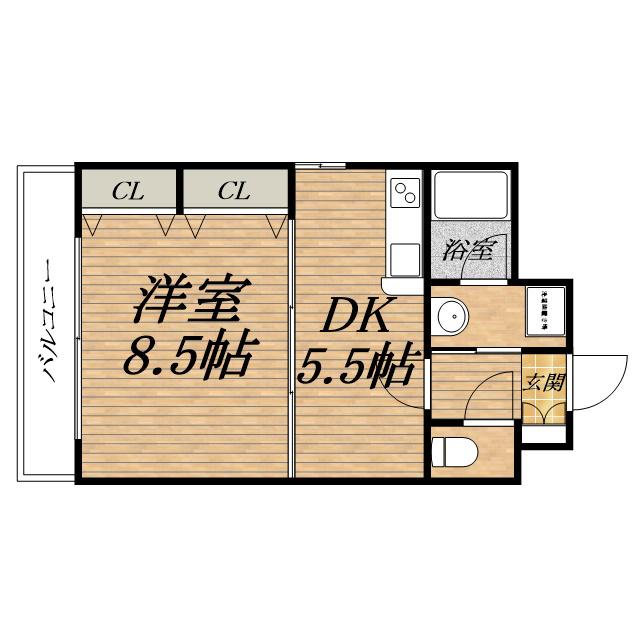ブランクレール谷町(1DK/13階)の間取り写真