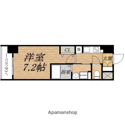 ミュプレ北浜(1K/2階)の間取り写真