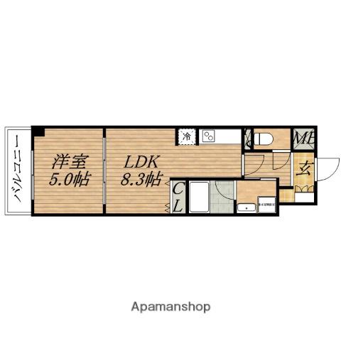 BRAVI南船場(1LDK/9階)の間取り写真